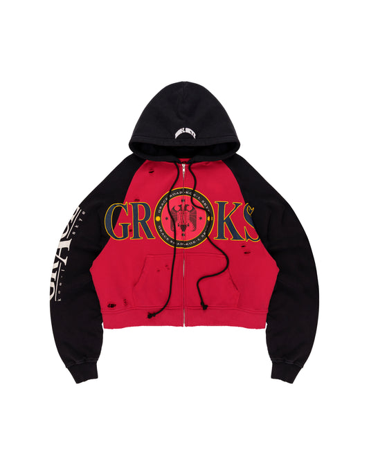 GR RED ZIP HOODIE