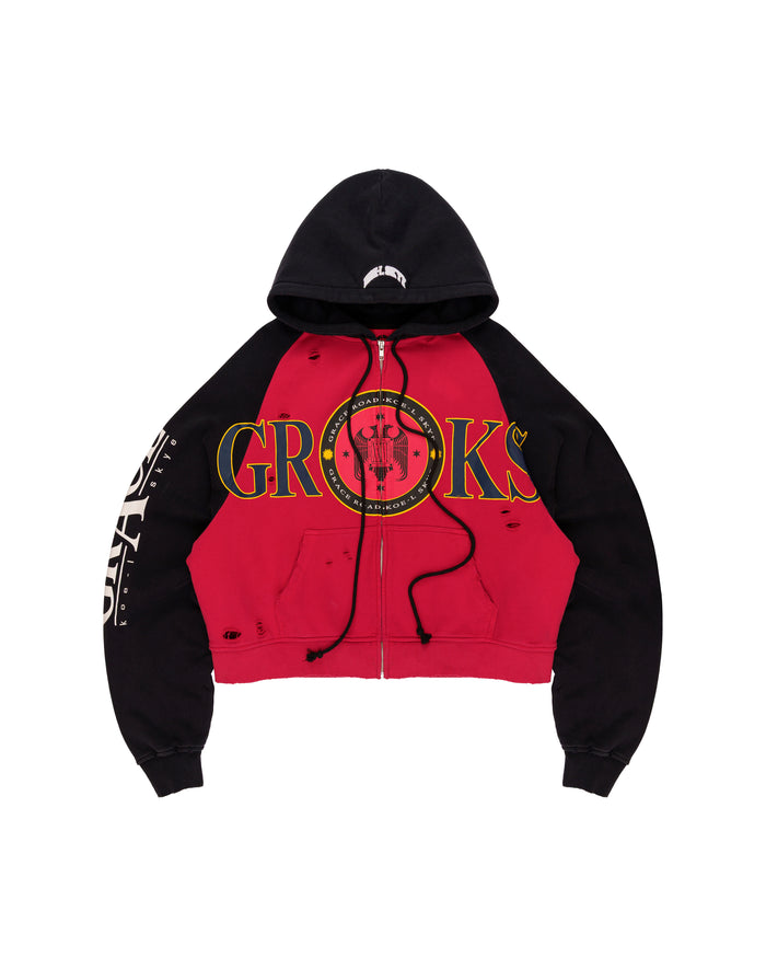 GR RED ZIP HOODIE