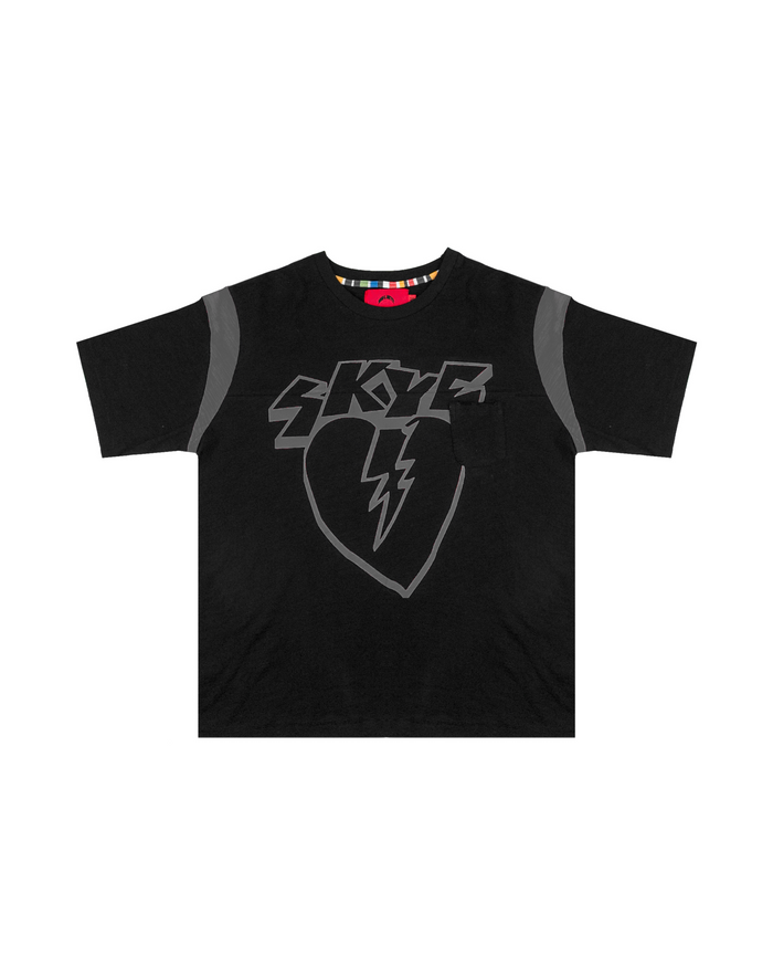 TONAL BLACK SLUB COTTON TEE